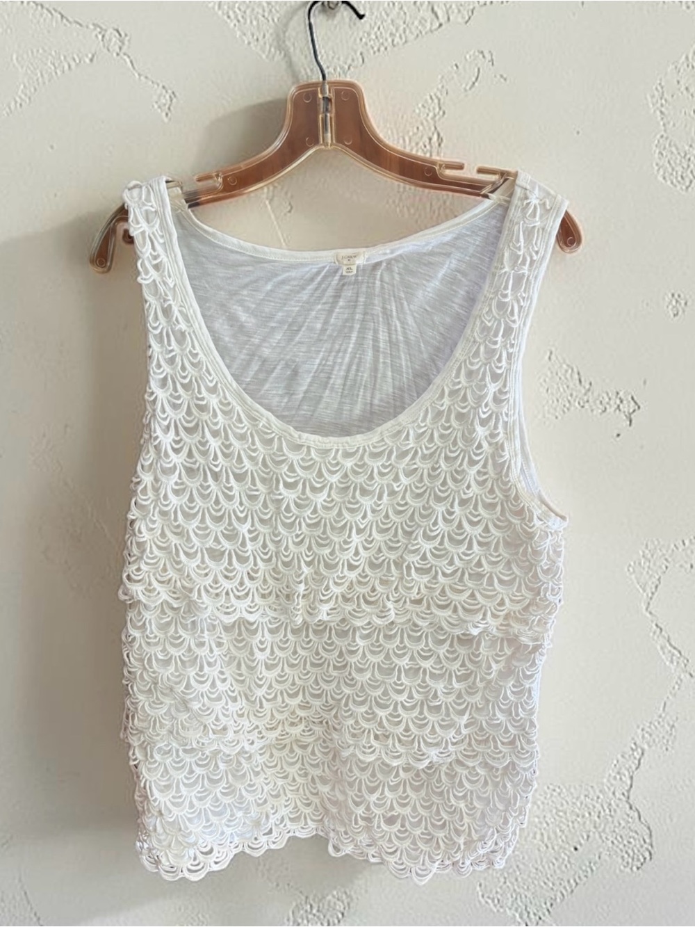 J Crew Off White Tiered Crochet Tank Top - Women Size XL.